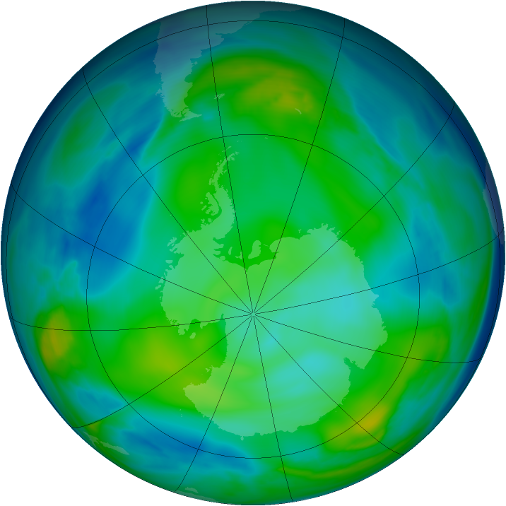 Antarctic ozone map for 22 June 2006